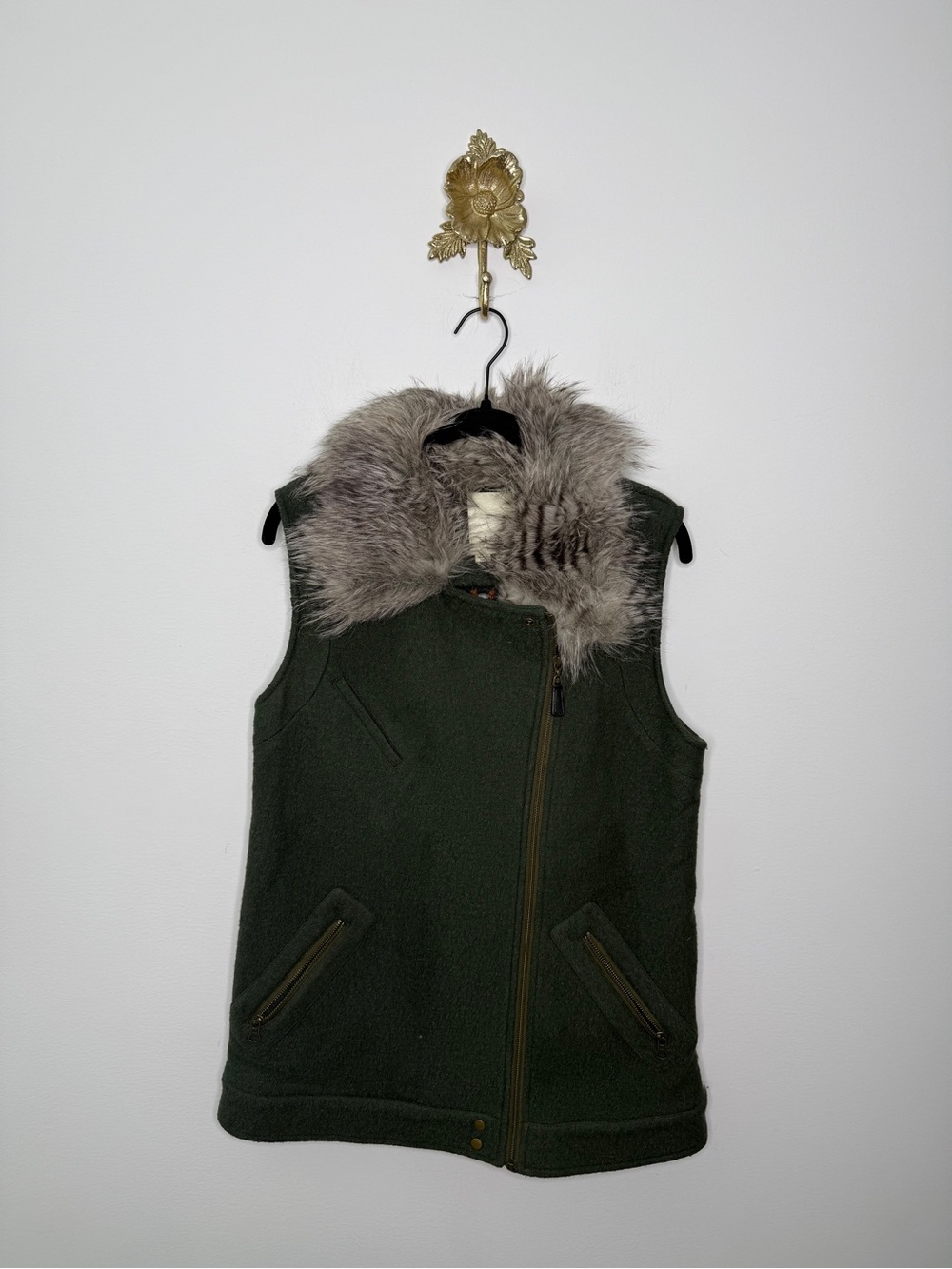 Anthropologie Elevenses Salt Creek Green Crochet Vest